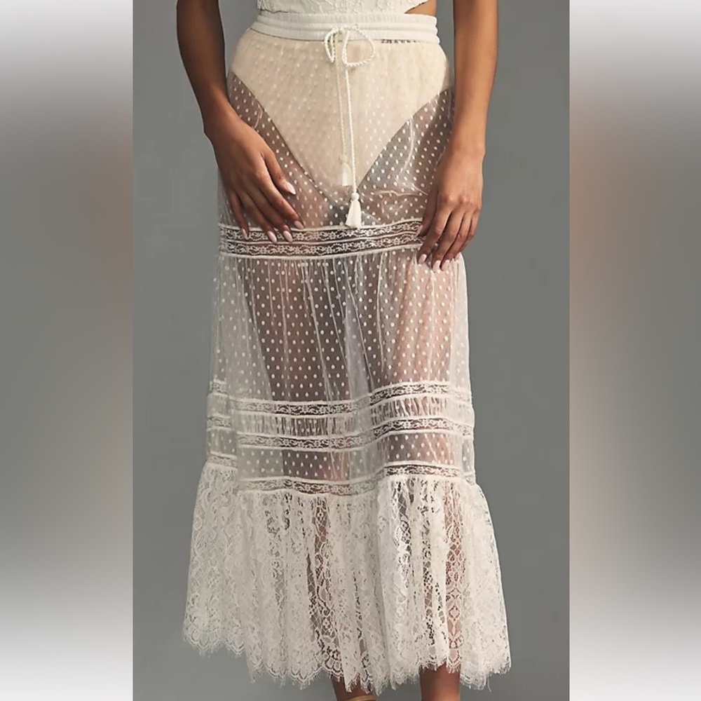 Anthropology white beach skirt M size